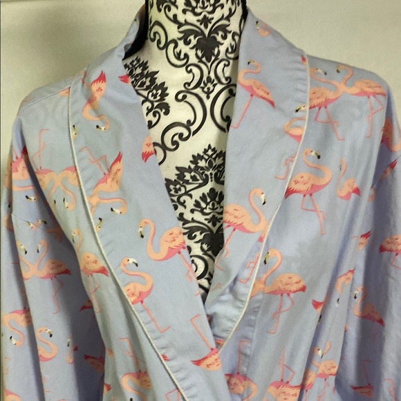 Women's Light Blue Flamingo Print Robe - Picture 4 of 12